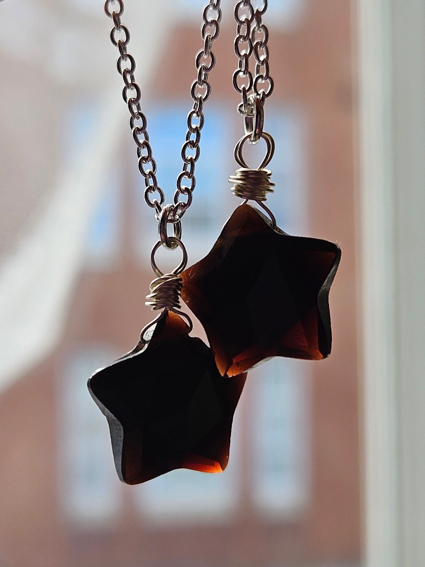 January Birthstone Star - Garnet - Sterling Silver