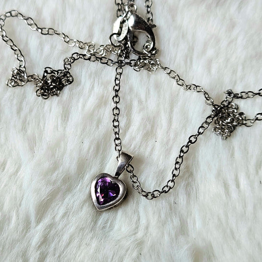 Sterling Silver Amethyst heart necklace