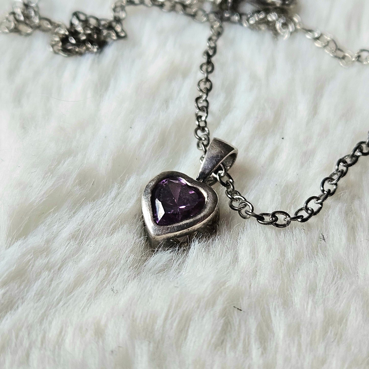 Sterling Silver Amethyst heart necklace