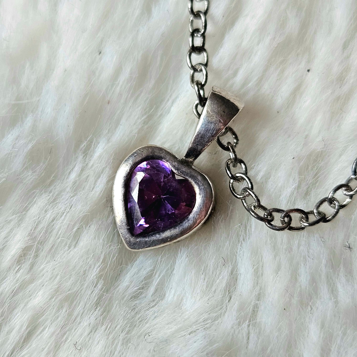 Sterling Silver Amethyst heart necklace