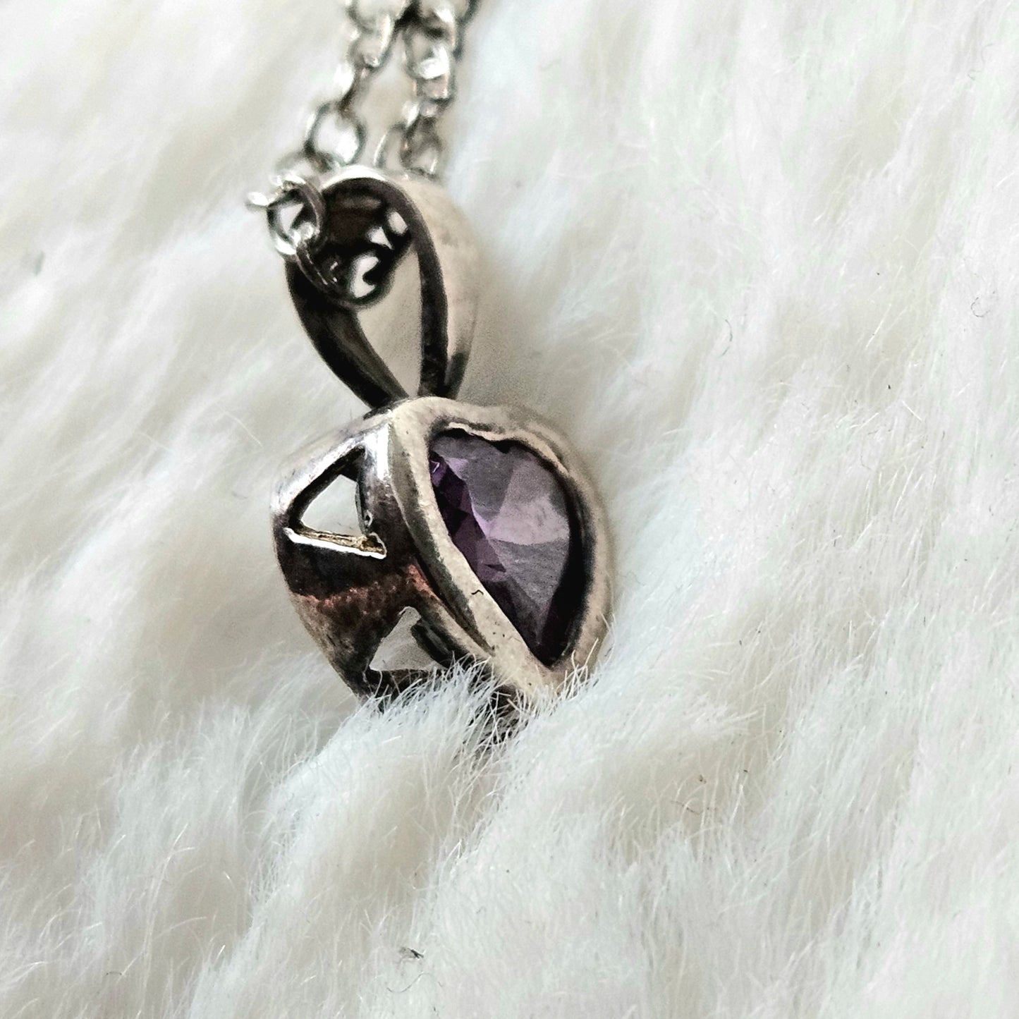 Sterling Silver Amethyst heart necklace