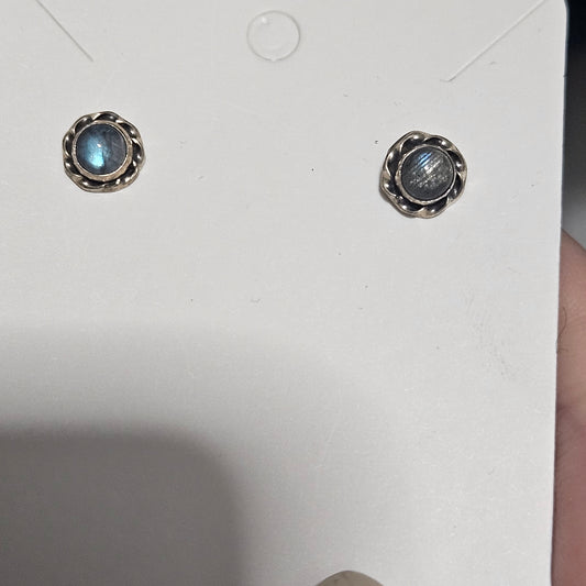 Labradorite sterling silver studs