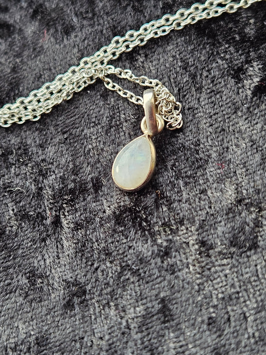 "June Birthstone" Necklace - Sterling Silver Moonstone