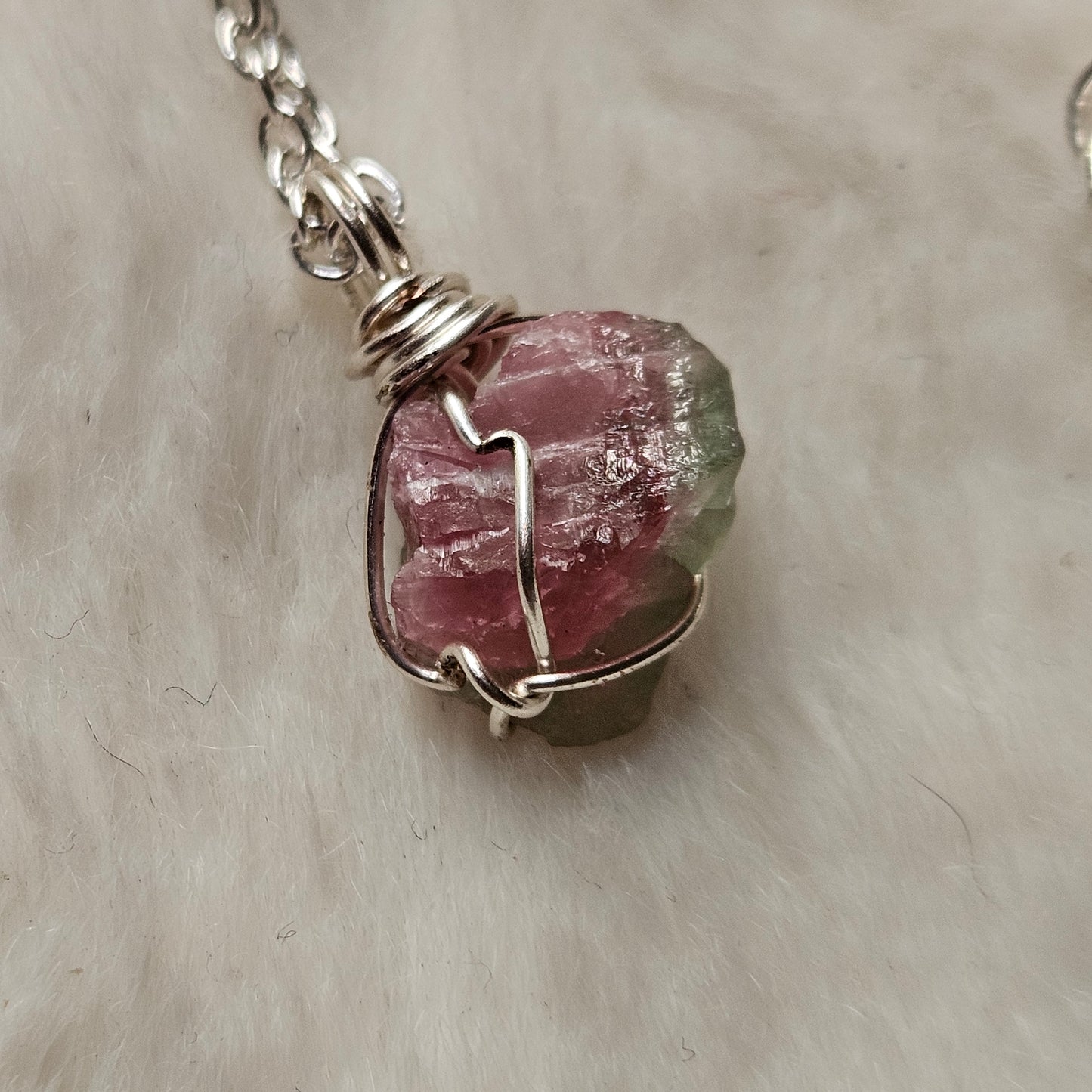 Sterling Silver Watermelon Tourmaline necklace