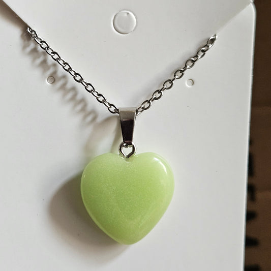 Green Dyed Quartz Heart