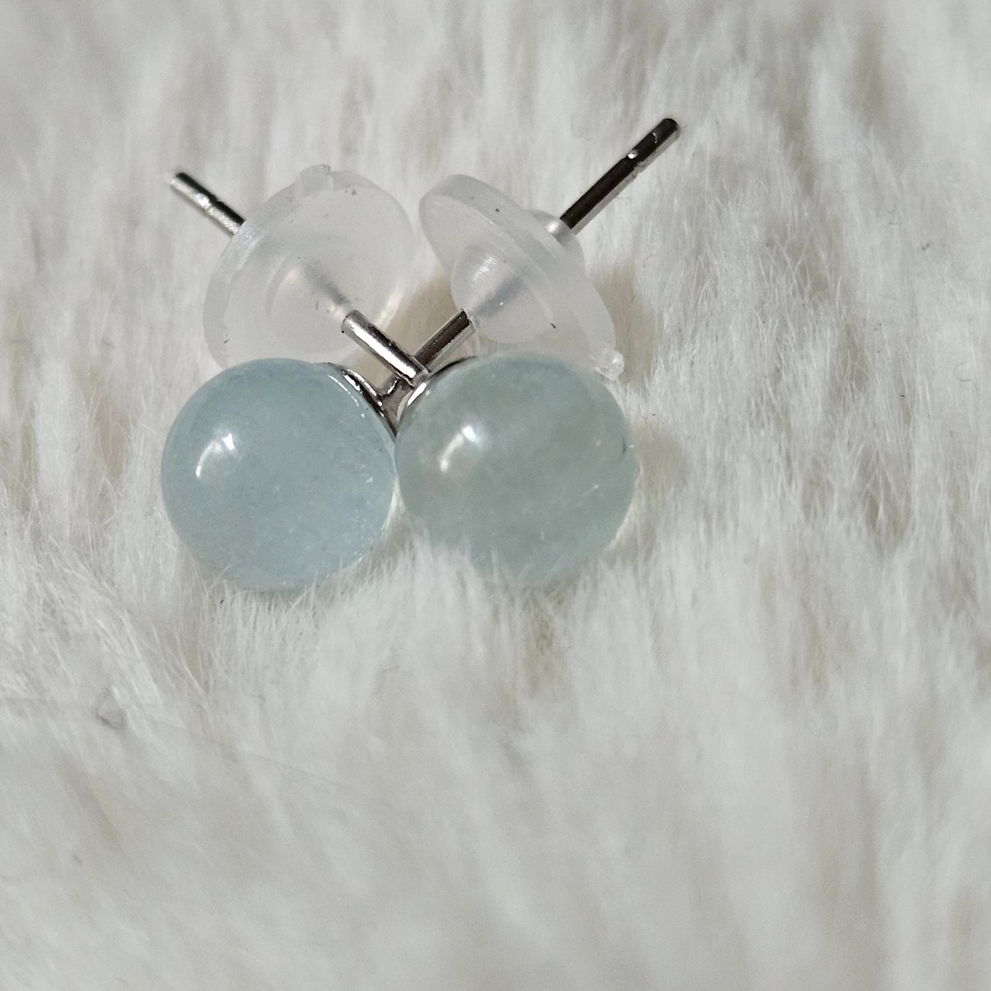 Sterling Silver Aquamarine Studs