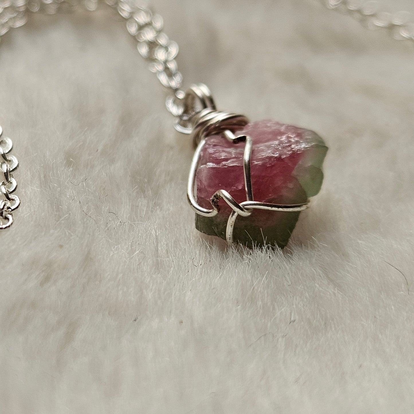 Sterling Silver Watermelon Tourmaline necklace